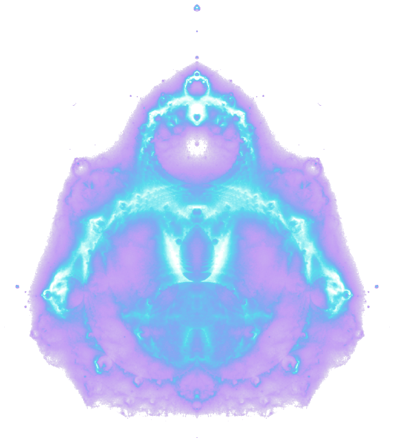 The Buddhabrot fractal, rendered in Coquí teal.